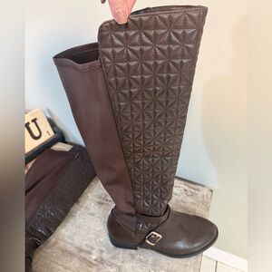 Brown Quilted Knee-High Boots Brand New Women’s 13 wide